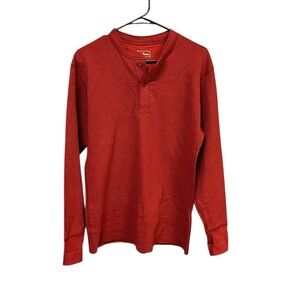 L.L. Bean Henley shirt men S red long sleeve wool blend outerlayer soft classic